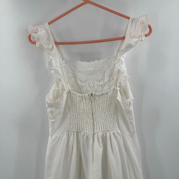 BY ANTHROPOLOGIE Jumpsuit SZ Extra Small NWT Linen Blend Ivory Eyelet Floral - Picture 10 of 16